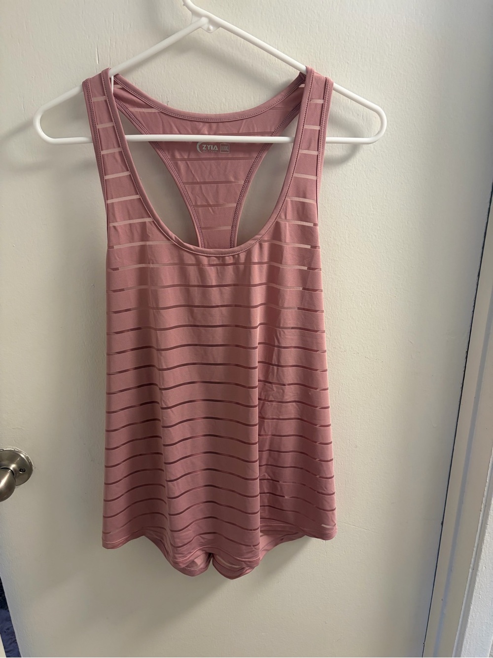 ZYIA Dusty Rose Striped Racerback Tank